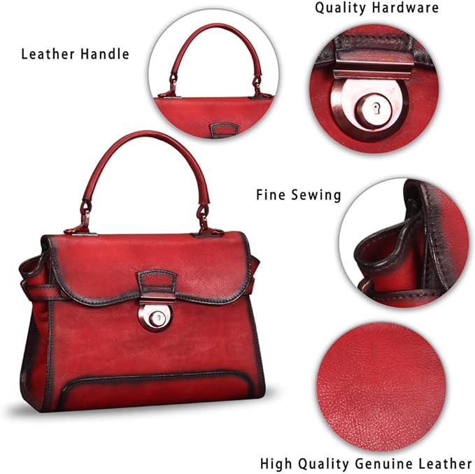 Leather Satchel Crossbody Bag Women Handmade Vintage Handle Handbag Purse