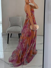 Load image into Gallery viewer, Spaghetti Straps Floral Print V-Neck Empire Ruched Maxi Dress
