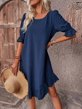 Load image into Gallery viewer, Navy Ruffled Short Sleeve Mini Dress

