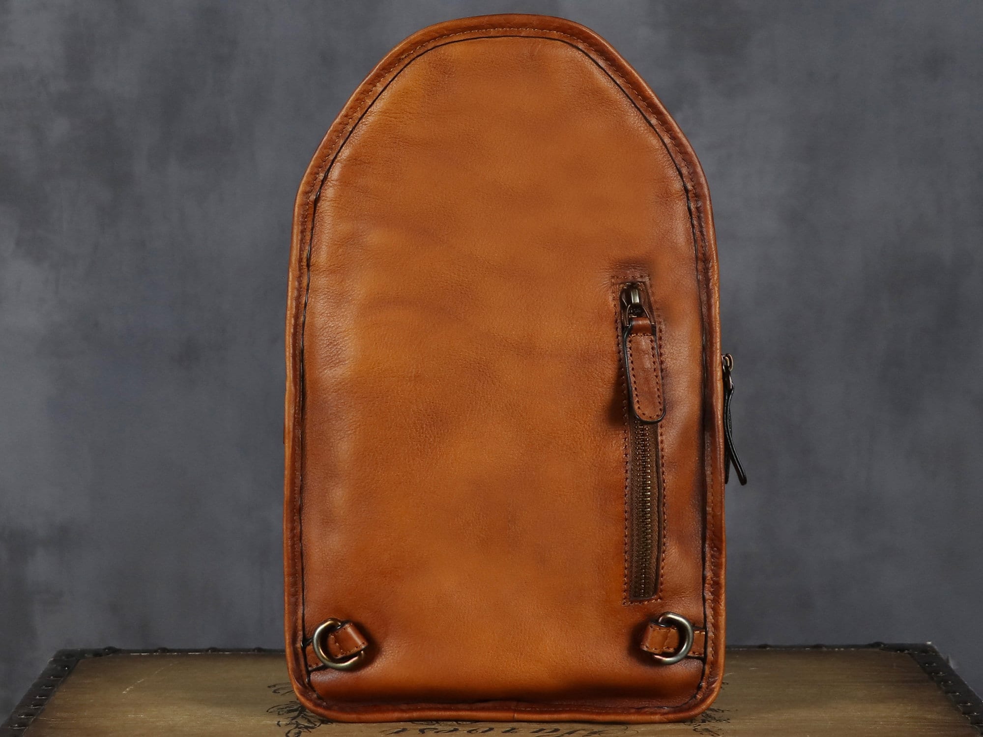 Brown Retro Leather Sling Bag Crossbody Shoulder Backpack