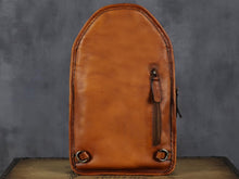 Load image into Gallery viewer, Brown Retro Leather Sling Bag Crossbody Shoulder Backpack
