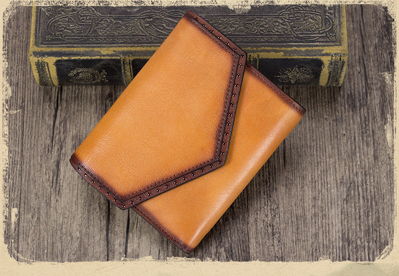 Leather Trifold Wallet with Coin Pocket and Card Holder for Women