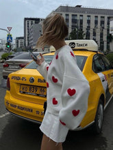 Load image into Gallery viewer, Cute Hearts Pullover Sweater Soft Cozy Loose Casual Warm Sweater

