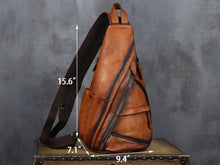 Load image into Gallery viewer, Retro Leather Sling Bag Casual Shoulder Crossbody Convertible Backpack

