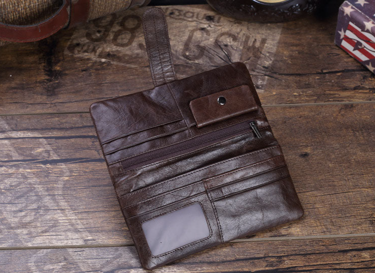 Handmade Full Grain Leather Long Wallet Purse