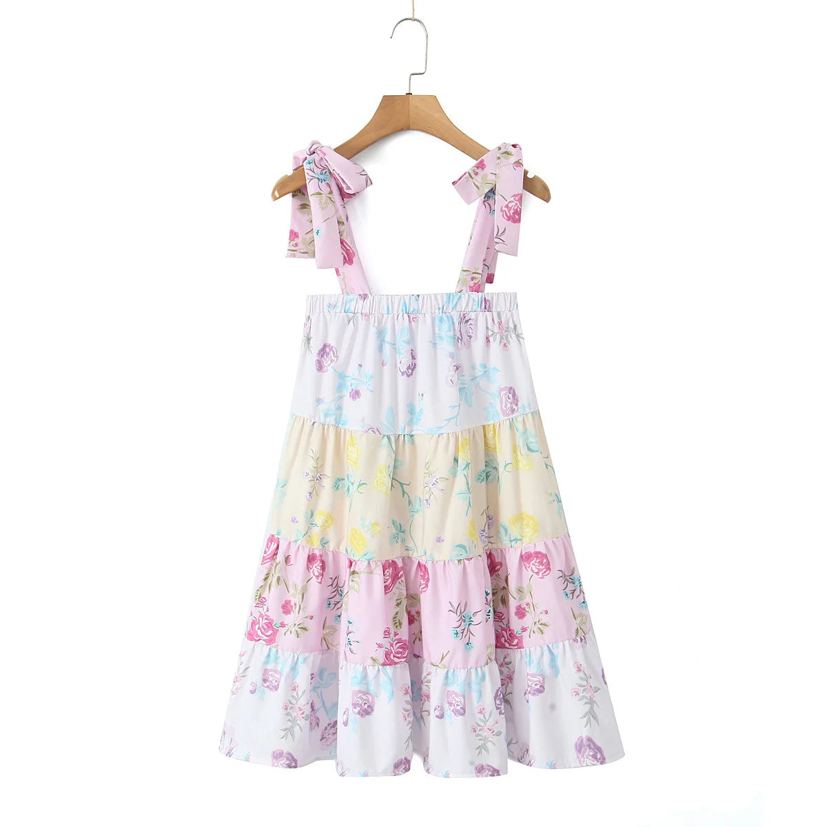 Colorblock Multi Floral Print Straps Mini Dress