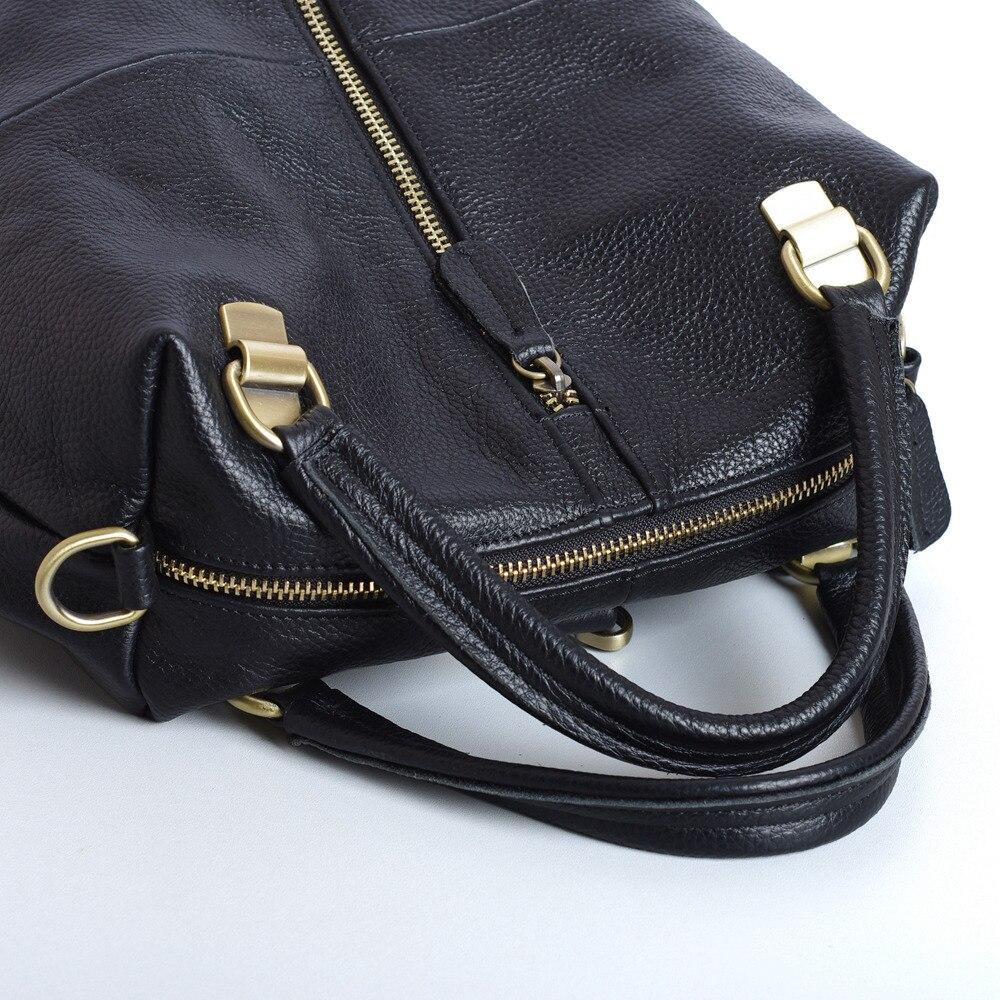 Black Women Large Capacity Soft Handle Leather Backpack