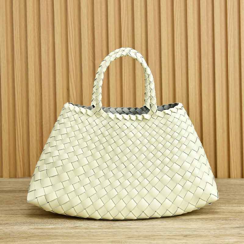Retro Handmade Woven Leather Handbag Tote Purse