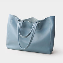 Load image into Gallery viewer, Sky Blue Leather Tote Bag Large Capacity Handbag
