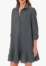 Load image into Gallery viewer, Simple Collar Buttons Down Ruffled Mini Dress

