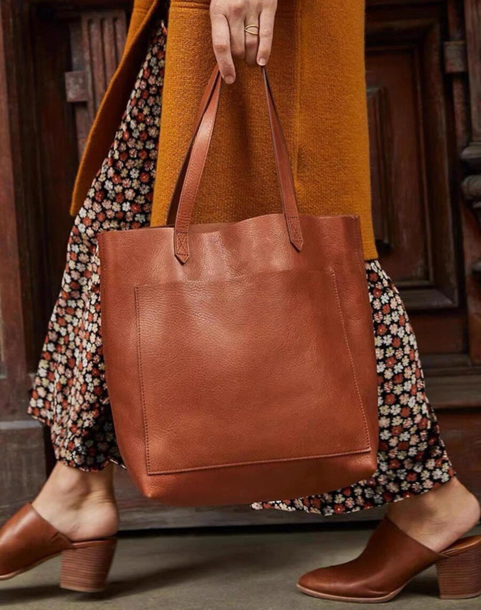 Simple Full Grain Leather Tote Bag