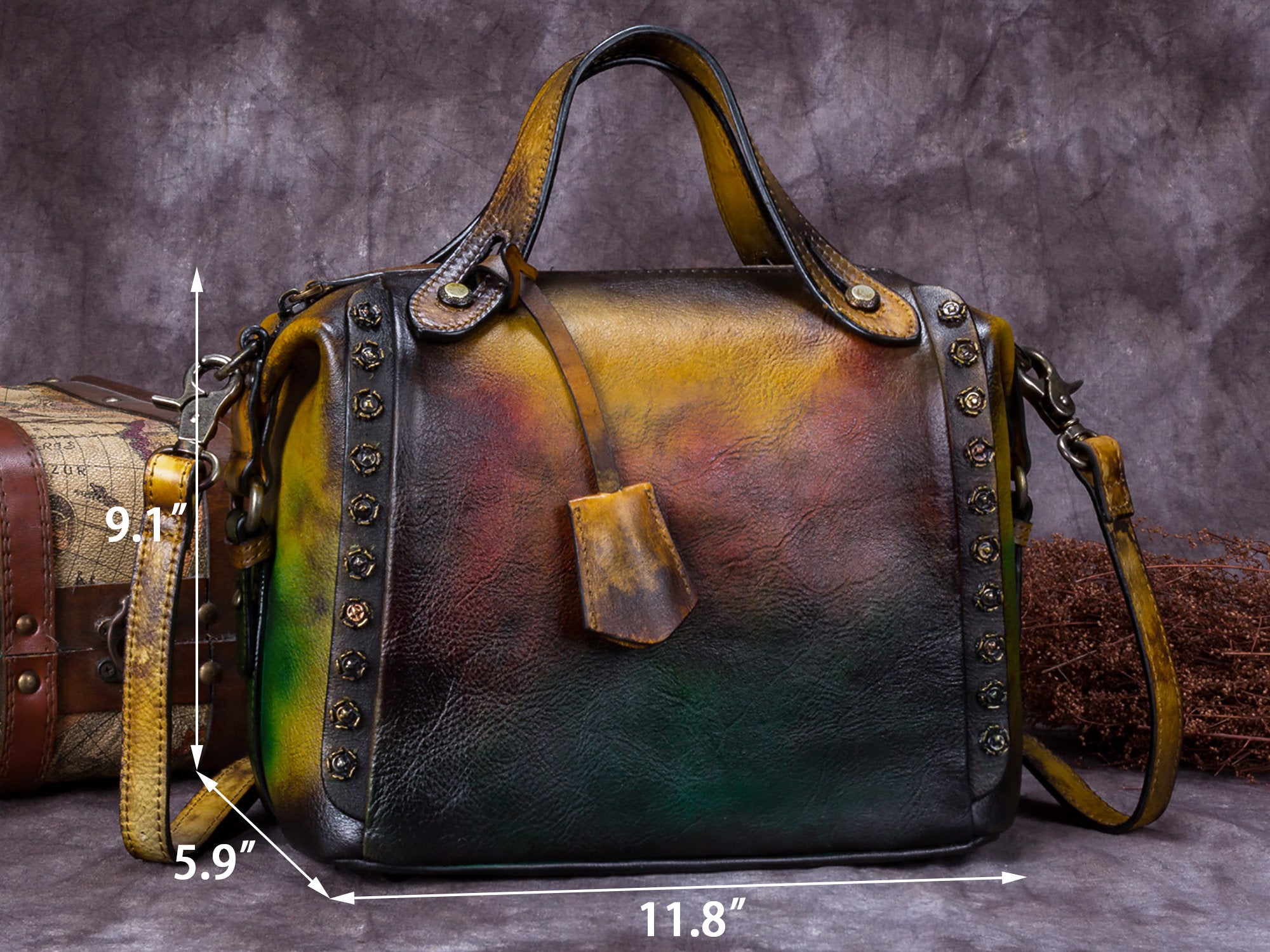 Women Handmade Vintage Leather Satchel Crossbody Bag Shoulder Purses