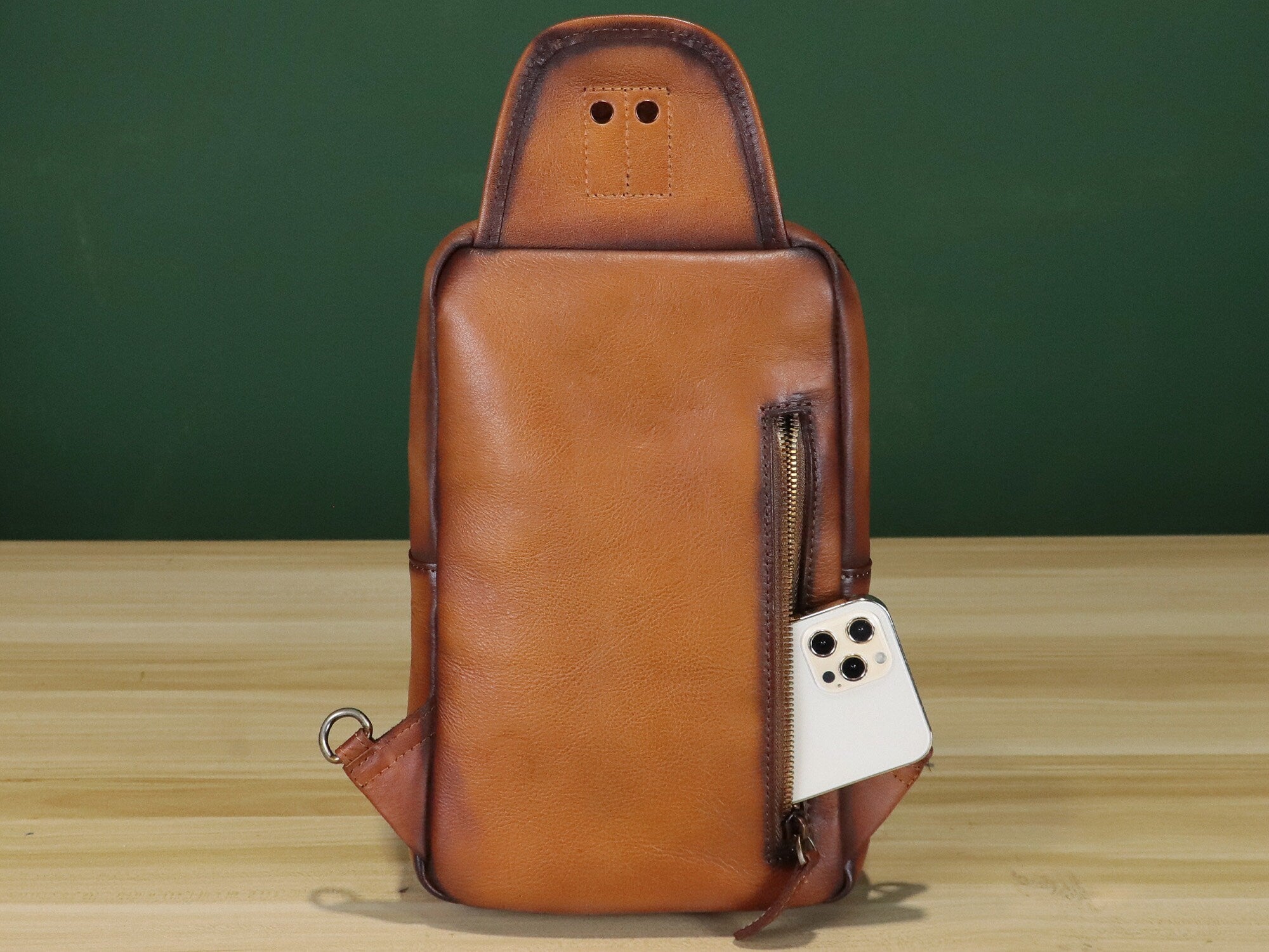 Leather Sling Bag Crossbody Chest Daypack Shoulder Backpack