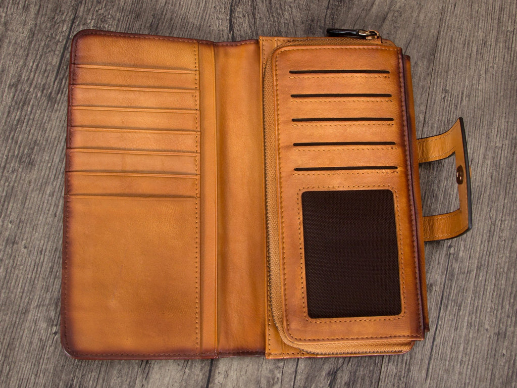 Retro Long Purse Clutch Card Holder Leather Wallet