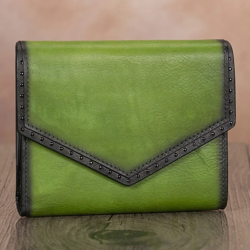 Leather Trifold Wallet with Coin Pocket and Card Holder for Women