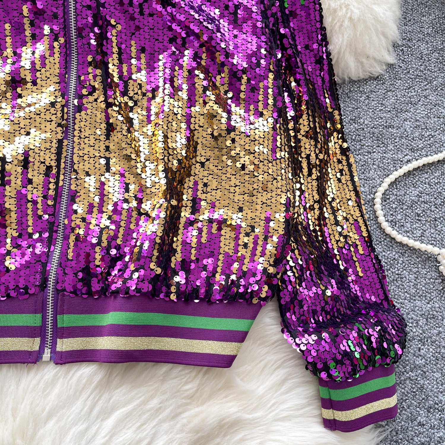 Mardi Gra Sequin Outfit Fat Tuesday Color Block Jacket