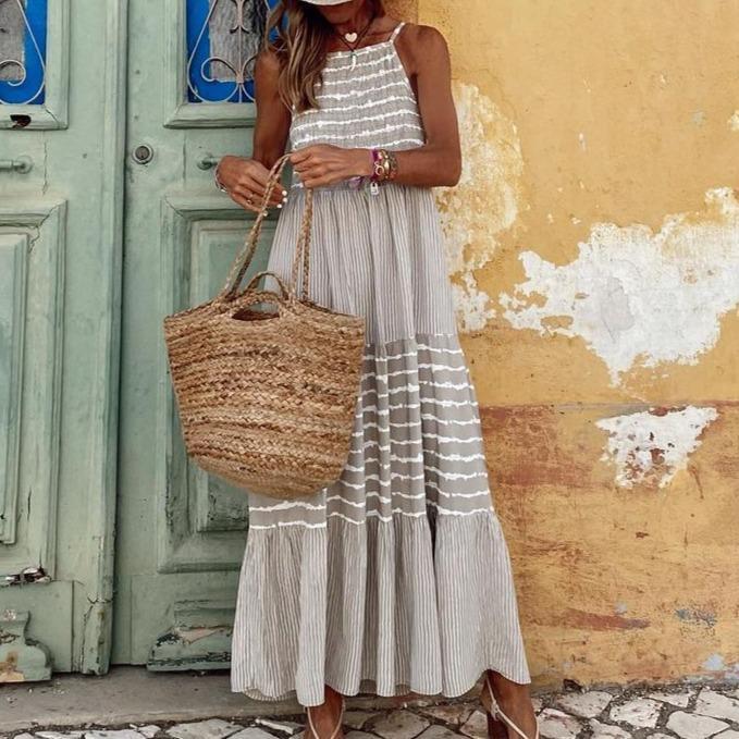 Striped Tiered Maxi Dress