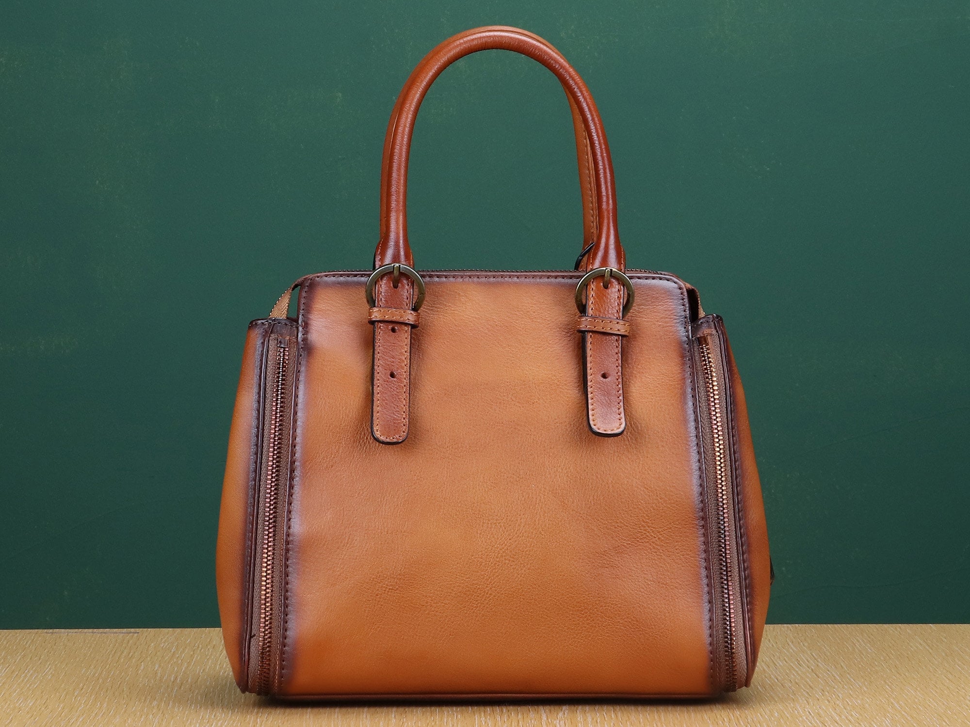 Brown Leather Handbag Satchel Women Purse Shoulder Bag