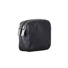Load image into Gallery viewer, Small Black Leather Zipper Card Wallet Coin Purse  for Women
