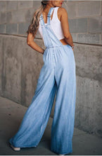 Load image into Gallery viewer, Strappy Wide Leg Denim Pants Overall
