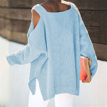 Load image into Gallery viewer, Cold Shoulder Long Sleeve Square Neck Loose Sweater
