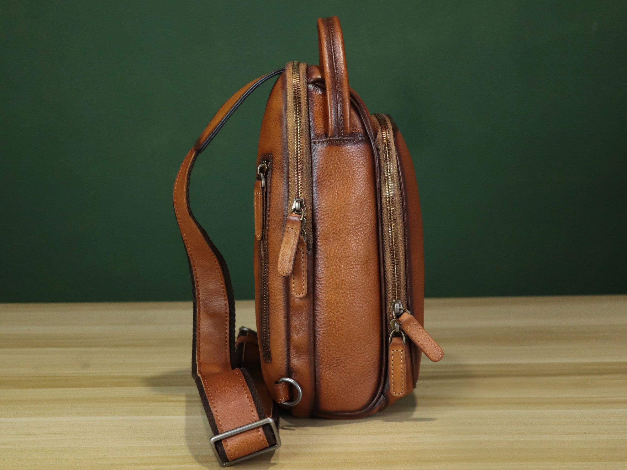 Retro Leather Sling Bag Crossbody Chest Shoulder Backpack