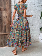 Load image into Gallery viewer, Paisley Print V-neck Smocked Maxi Dress
