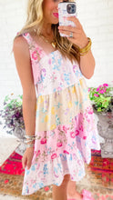 Load image into Gallery viewer, Colorblock Multi Floral Print Straps Mini Dress
