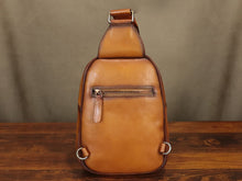Load image into Gallery viewer, Leather Sling Bag Large Crossbody Shoulder Backpack
