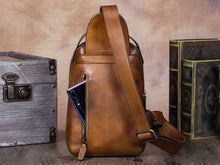 Load image into Gallery viewer, Leather Sling Bag Crossbody Purse Chest Backpack
