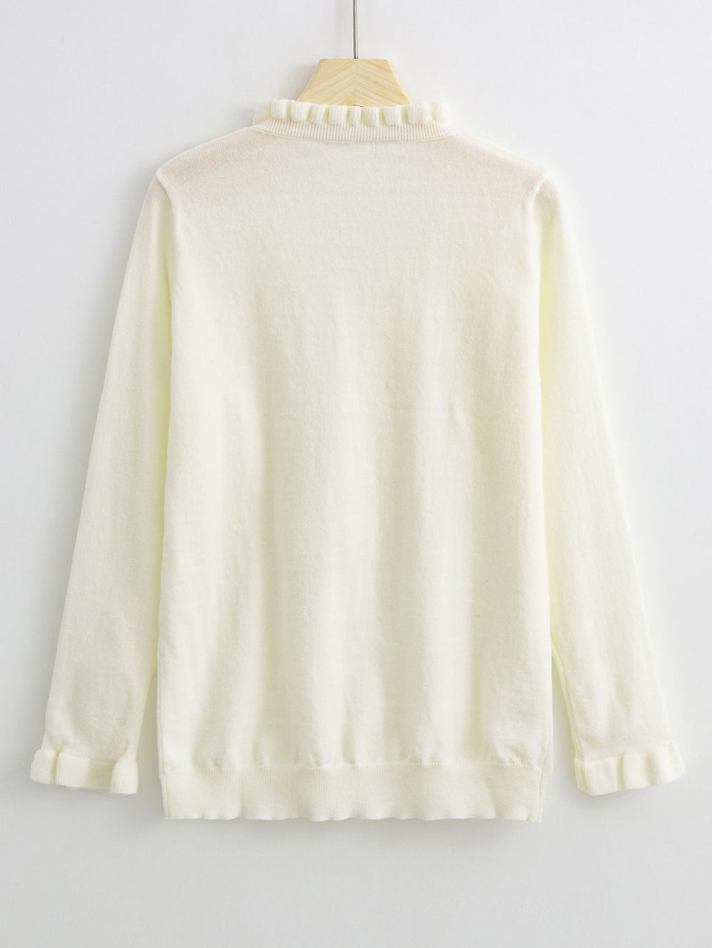 Long Sleeves Ruffled V-neck Sweater