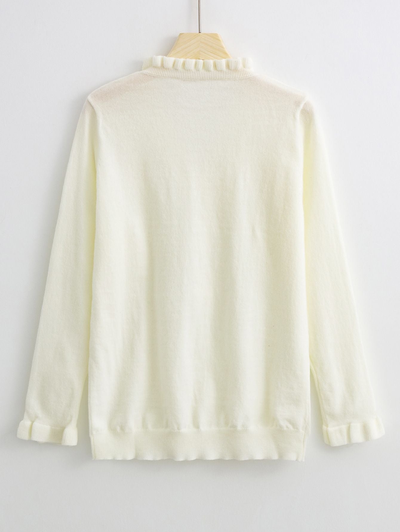 Long Sleeves Ruffled V-neck Sweater