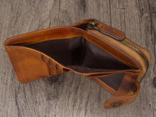 Load image into Gallery viewer, Retro Handmade Zipper Leather Short Wallets Purse for Women

