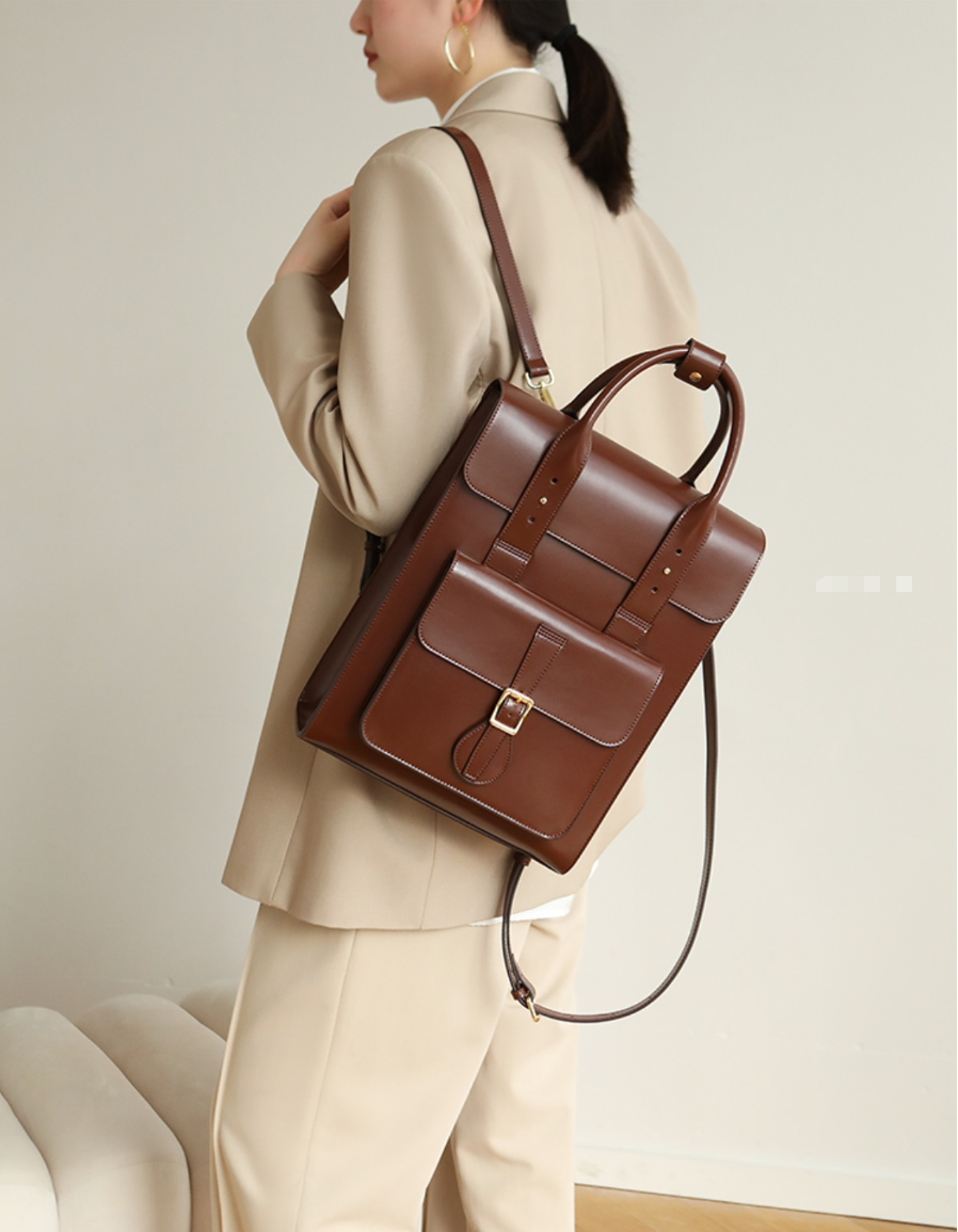 Large Laptop Briefcase Leather Backpack