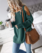 Load image into Gallery viewer, Cold Shoulder Long Sleeve Square Neck Loose Sweater
