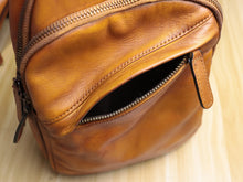 Load image into Gallery viewer, Brown Leather Sling Bag Crossbody Purse Handmade Shoulder Backpack
