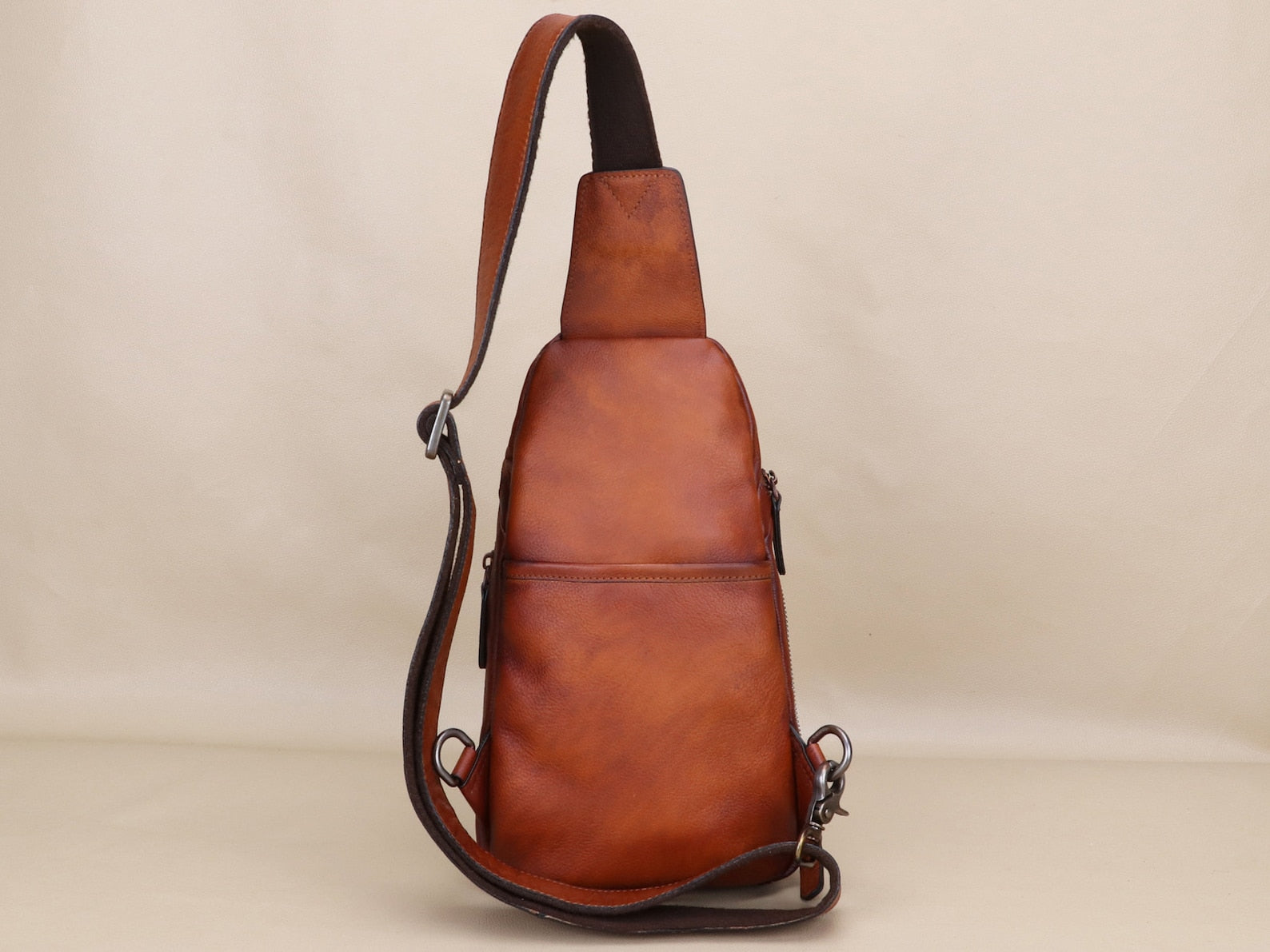 Vintage Leather Sling Bag Chest Shoulder Bag Crossbody Backpack
