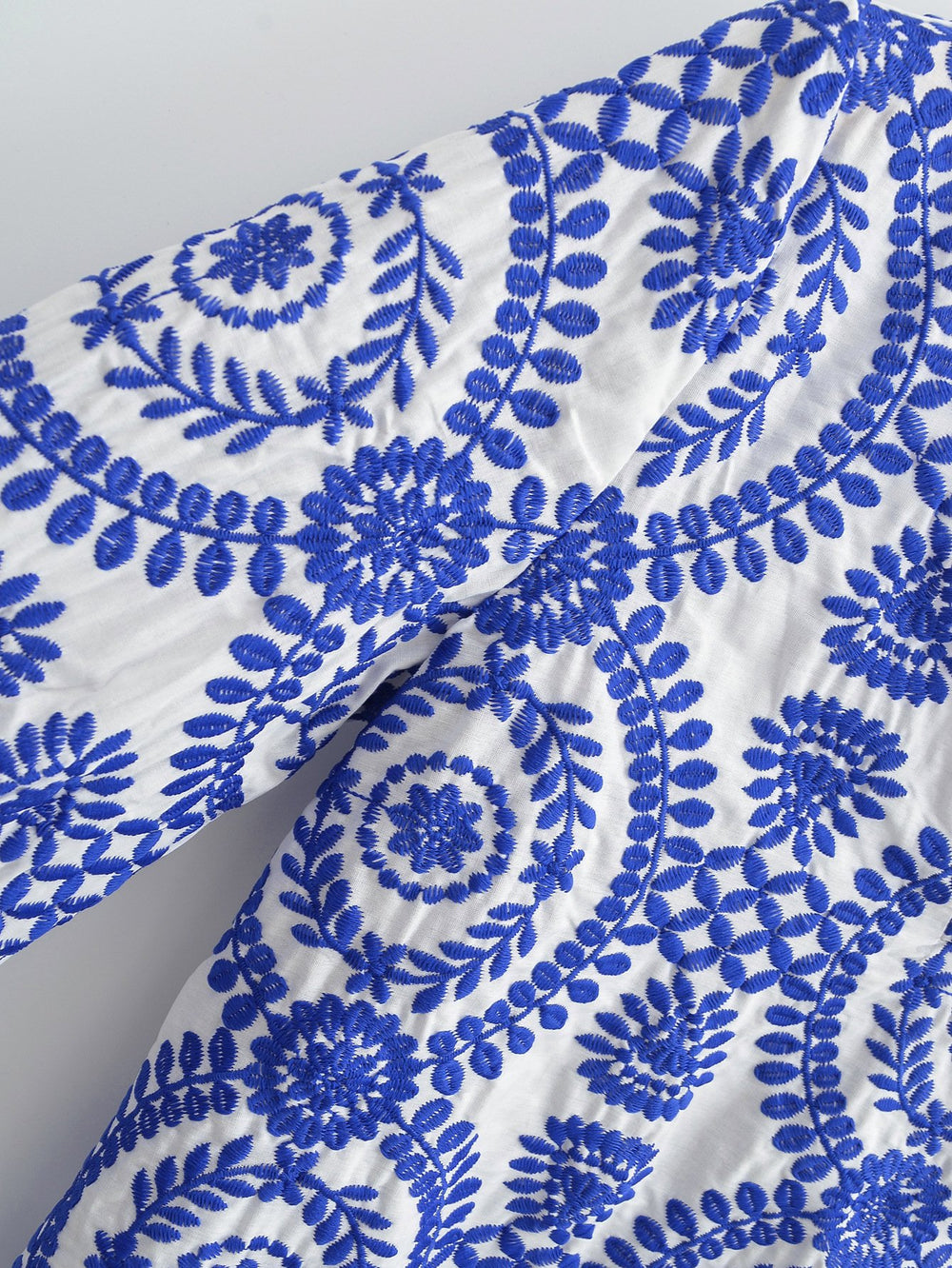 Long Sleeve Embroidered Hollow Out Mini Dress