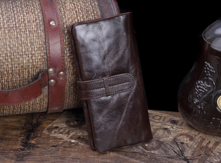 Handmade Full Grain Leather Long Wallet Purse
