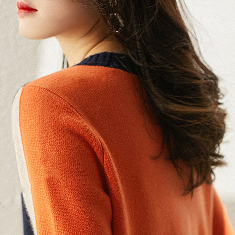 Color Block Long Sleeves Pullover Sweater