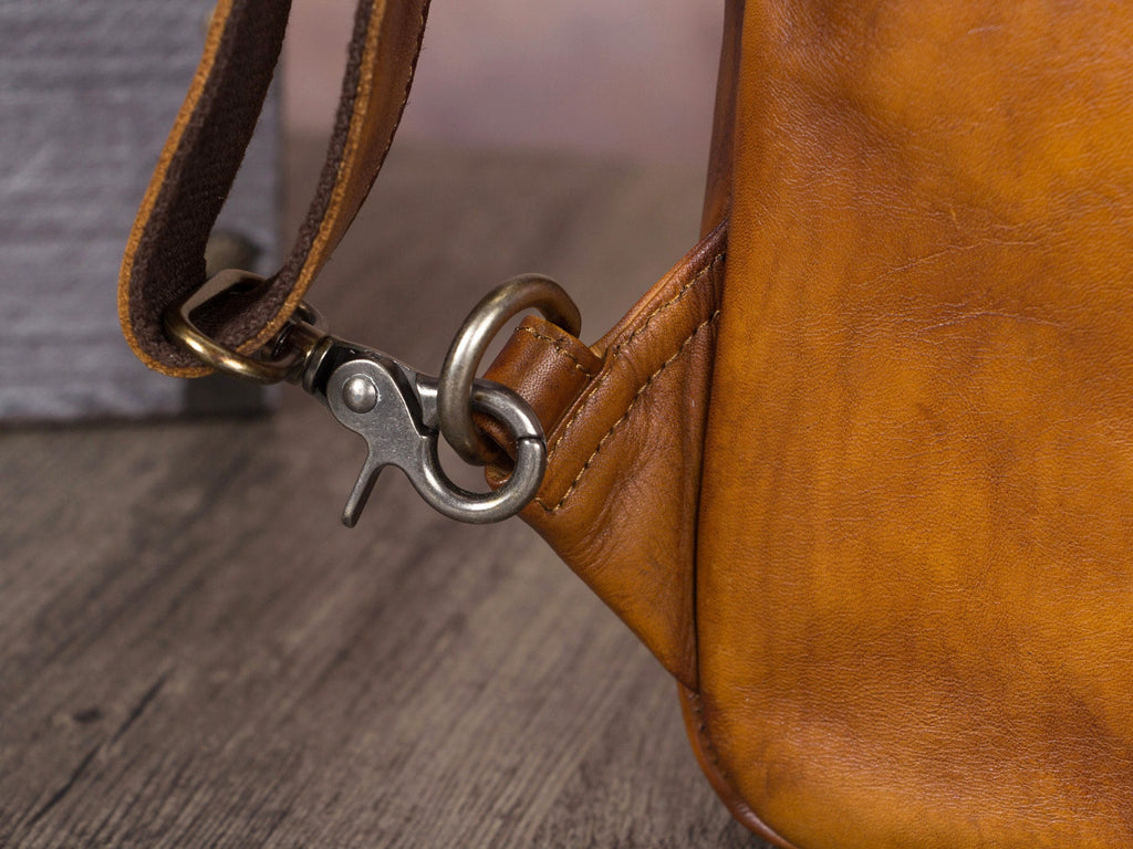 Leather Sling Bag Crossbody Purse Handmade Hiking Daypack Retro Shoulder Backpack Vintage Chest Bags
