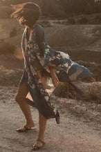 Load image into Gallery viewer, Boho Peacok Floral Print Kimono Robe Cover Up
