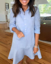 Load image into Gallery viewer, Simple Collar Buttons Down Ruffled Mini Dress
