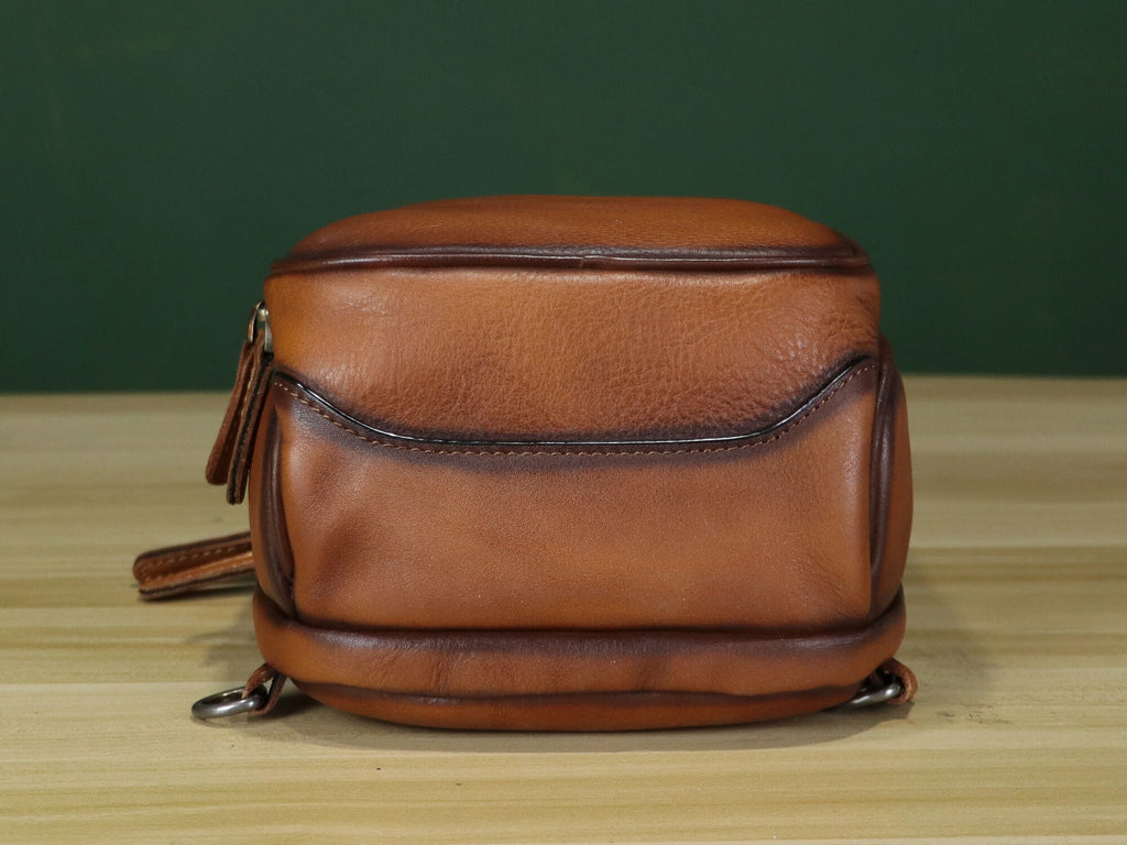 Retro Leather Sling Bag Crossbody Chest Shoulder Backpack