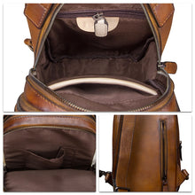 Load image into Gallery viewer, Double Zipper Leather Sling Bag Crossbody Hiking Daypack Shoulder Backpack
