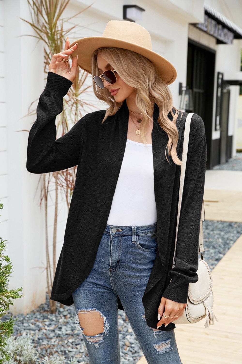 Long Sleeve Open Front Duster Cardigan