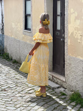Load image into Gallery viewer, Off Shoulder High Waist Hollow Out Lace Midi Dress
