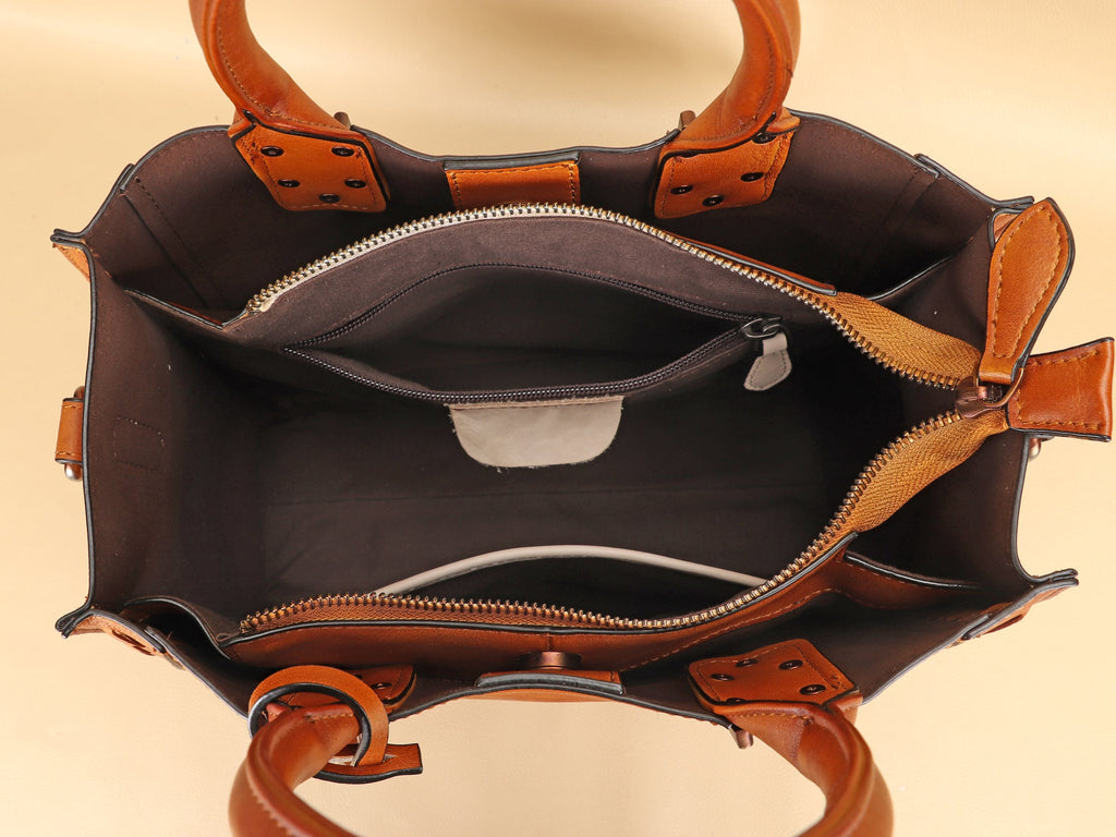 Leather Satchel Handbag Women Vintage Handmade Shoulder Crossbody Bag Purse