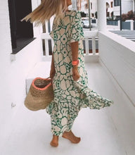 Load image into Gallery viewer, Green V-neck Floral Maxi Dress
