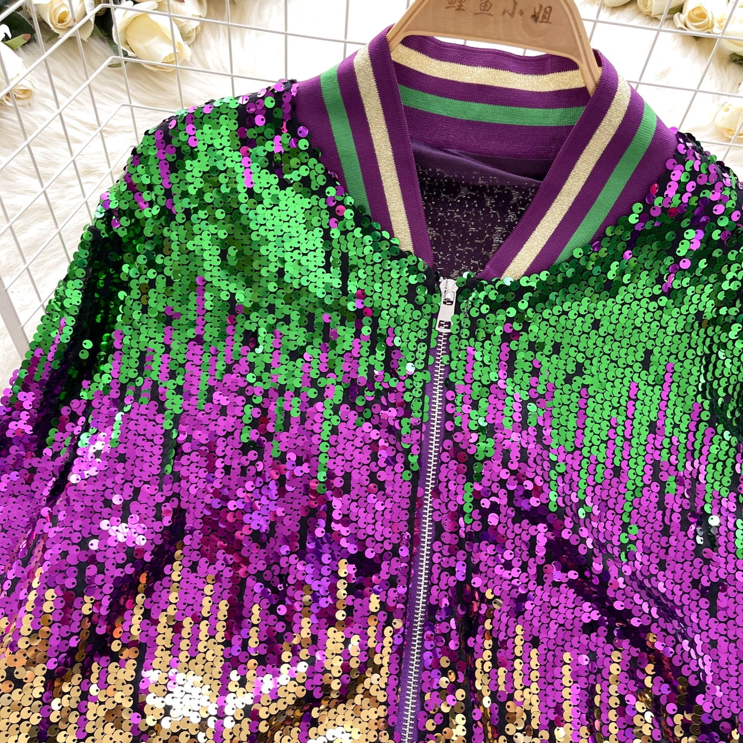 Mardi Gra Sequin Outfit Fat Tuesday Color Block Jacket